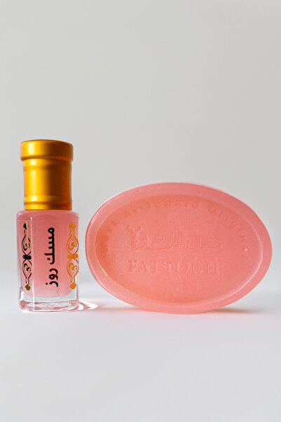 MUSK AL TAHARA مجموعة مسك روز مكونة من 3 قطع - مسك 6 مل، صابون 50 جرام، زجاج 50 جرام ماهماركي