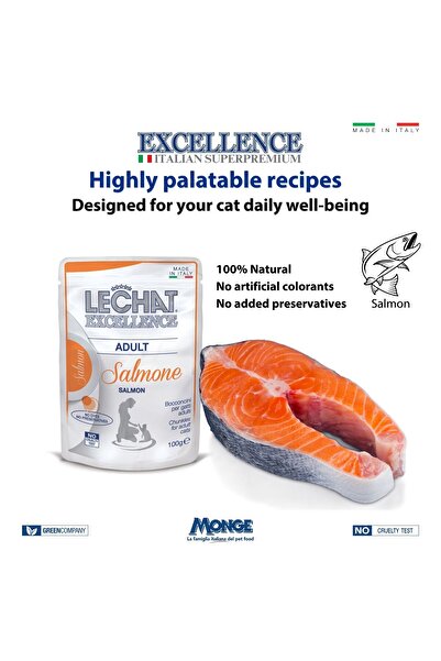 Monge Cat Wet Food Pouche with Salmon - 100g - Lechat Excellence by Monge
