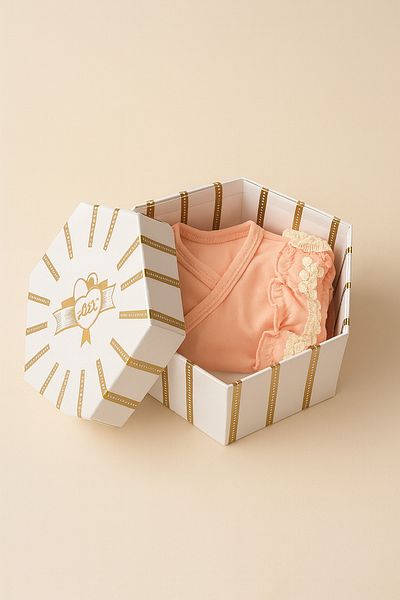 mini mia 100% Cotton 5-Piece Bodysuit Set with Lace in Special Gift Box