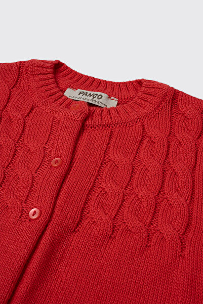 Panço Kız Bebek Kırmızı Triko Hırka