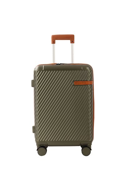 Quasar & Co. Medium expandable trolley 64x41x26.5-31cm, checked luggage, suitcase with lock, 4-wheel trolley, ABS, khaki