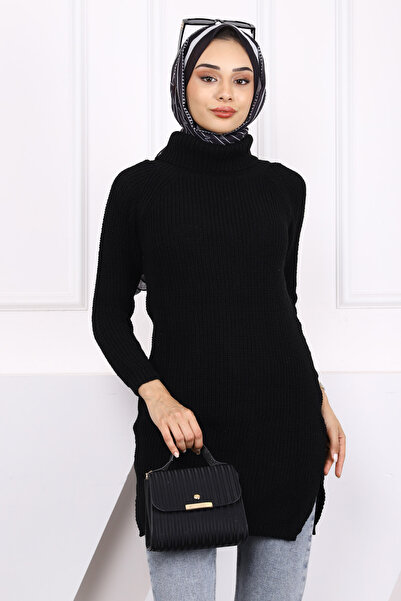 İmajButik Μαύρο Πλεκτό γιακά με ζιβάγκο