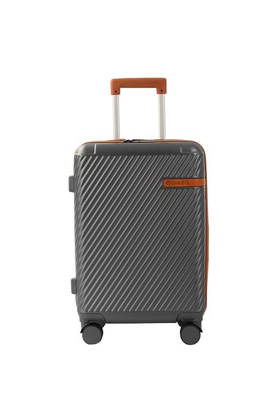 Quasar & Co. Medium expandable trolley 64x41x26.5-31cm, checked luggage, suitcase with lock, 4-wheeled suitcase, ABS, gray