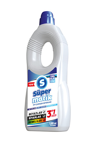 Süpermatik 3'ü 1 Arada %100 Yerli Üretim Sıvı Çamaşır Deterjanı 1200 ml