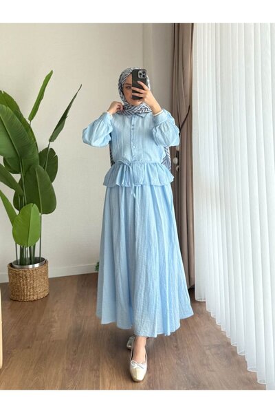Miraydın Butik Γυναικείο Σετ Πουκάμισο με Φούστα M2512 - Baby Blue