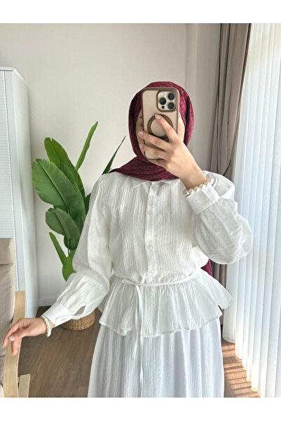 Miraydın Butik Γυναικείο Σετ Πουκάμισο με Φούστα M2512 - Λευκό