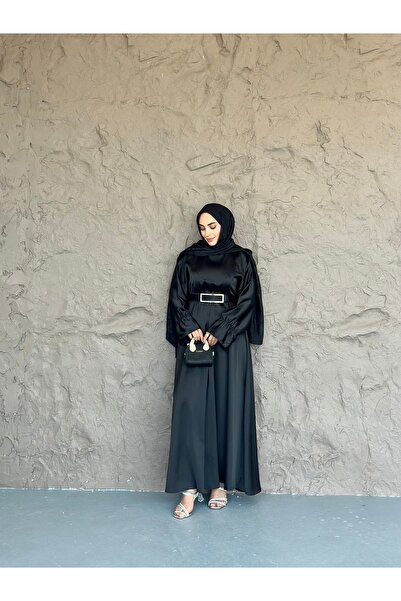 She Olive Φόρεμα Zara Satin Hijab-μαύρο