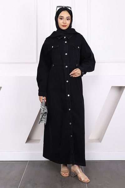 İmajButik Black Pocket Denim Dress