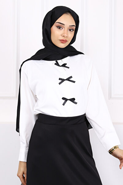 İmajButik Ecru Bow Satin Shirt