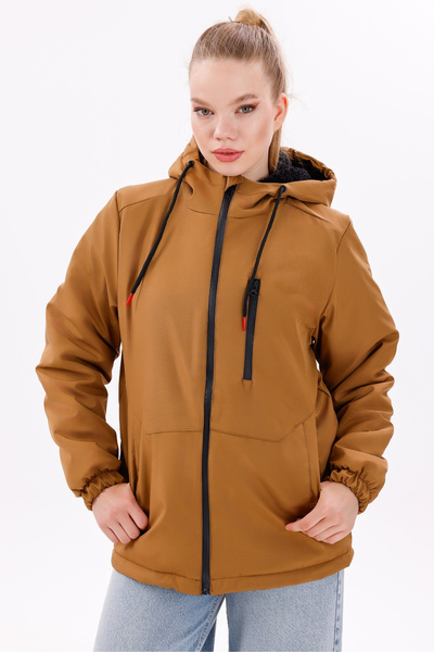 freemen معطف شتوي فروي نسائي وسترة بغطاء للرأس مقاوم للماء والرياح