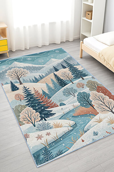 Realhomes Karla Kaplı Doğa Manzaralı Yıkanabilir Kaymaz Taban Halı