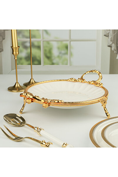 ROY KING Royking Elegance Yuvarlak Sunum Tabak Gold 36CM PCL 027