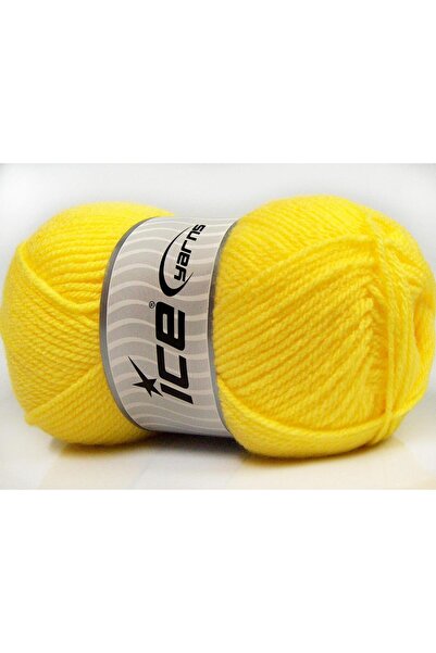 Ice yarns 4x100 جرام. خيوط أكريليك صفراء شتوية مفضلة، خيوط مسطحة، صوف مغزول، ...