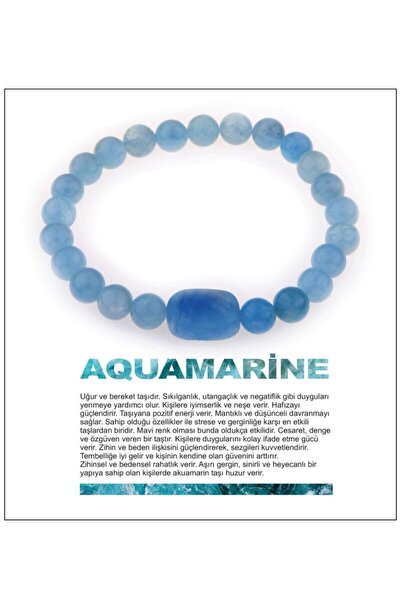 OSMANLI DOĞAL TAŞ Sertifikalı Akuamarin, Aquamarine Doğal Taş Bileklik