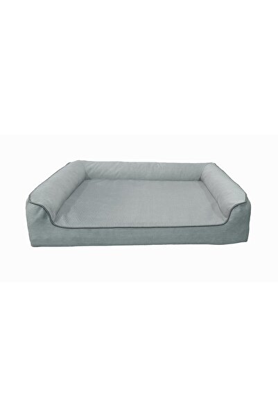 viscopet Premium Sofa Blok sungerli Alezli Fermuarlı Yıkanabilir Köpek Yatağı-S-gri