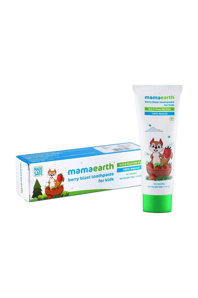 Mamaearth Berry Blast Toothpaste For Kids 12+ Months 2 x 50 g Fluoride-Free & Safe to Swallow