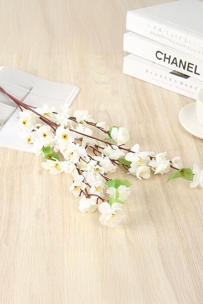 Buka Shops Dekoratif 63 cm Yapay Şeftali Çiçeği Demeti - Beyaz