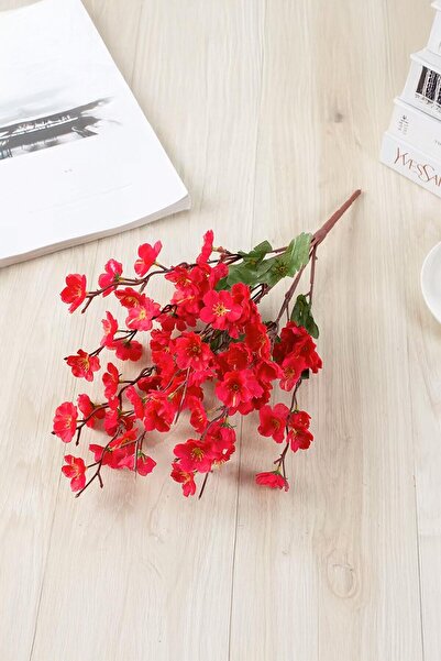 Buka Shops 9 Dallı Yapay Erik Çiçeği Demeti - (Plum Blossom) - 42 cm - 81 Çiçekli - Gül Kırmızısı