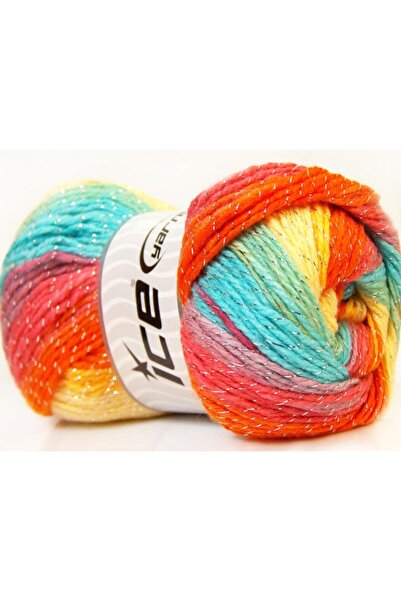 Ice yarns مجموعة من 4 × 100 جرام من خيوط الغزل السحرية اللامعة باللون البرتقا...