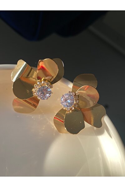 Luvitaaksesuar Altın Kaplama Çiçek Küpe