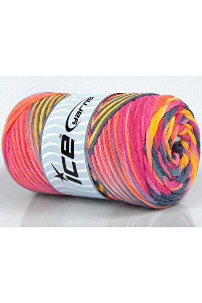 Ice yarns 1×250 جرام. خيوط قطنية طبيعية بلون 3 مم، وردي، برتقالي، أصفر، رمادي...