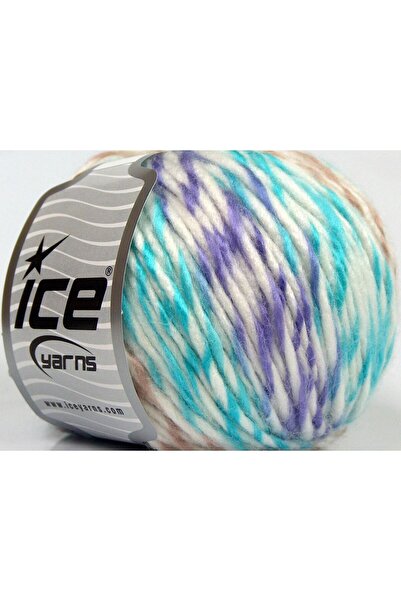 Ice yarns 8x50 جرام. خيوط صوف بيبي تويست، أكريليك أبيض، ليلكي، تركواز، شتوي ب...