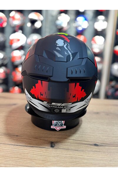 LS2 STREAM 2 ANGRY MONKEY MAT SİYAH-KIRMIZI KASK