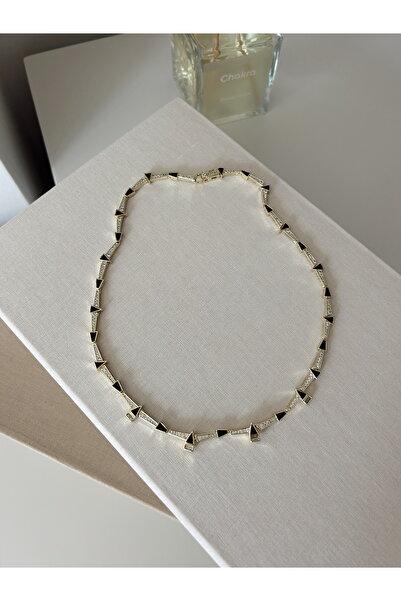 Asteria Jewelry Siyah Mineli Tasarım VİP Kolye