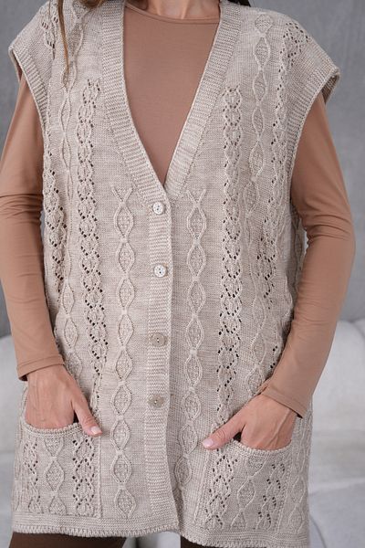 Lamierra Knitwear Wool Vest Super Battal Large Size