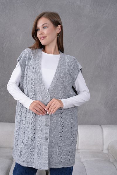 Lamierra Knitwear Large Size Wool Vest