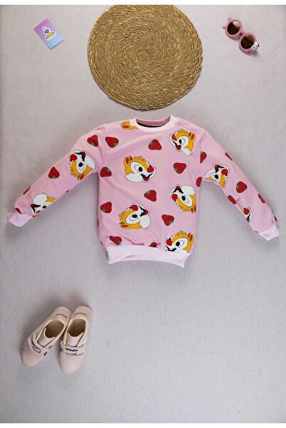 Yalçınoğlu Kids Κοριτσίστικο κοστούμι με χαριτωμένο χαρακτήρα κινουμένων σχεδίων I Παιδικό σετ αθλητικών παντελονιών Ροζ I Σετ χαρακτήρων σε ροζ χρώμα