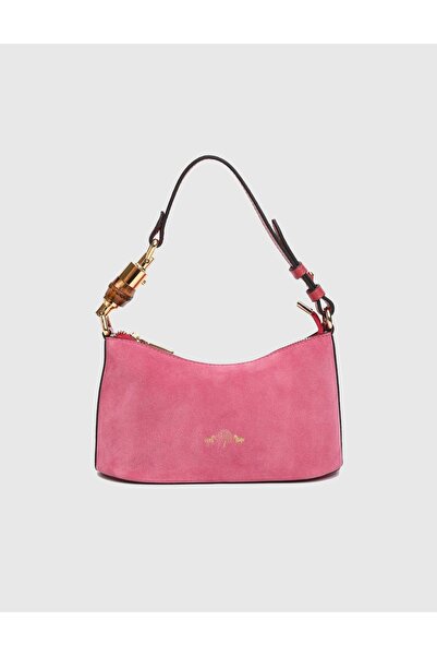 İLVİ Blaise Süet Deri Pembe Kadın Omuz Çantası