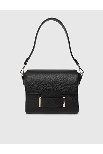 İLVİ Sofie Kadın Omuz Çantası Siyah Hakiki Floter Deri
