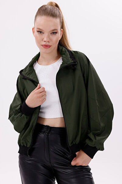 freemen Γυναικείο γιακά με βάση χακί Αδιάβροχο και αντιανεμικό Oversize Crop Εποχιακό Αδιάβροχο Αντιανεμικό