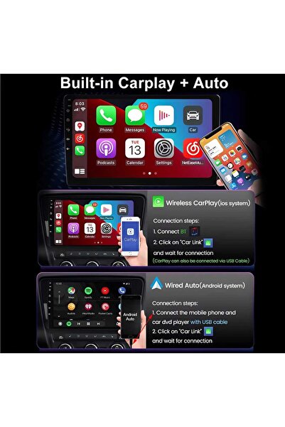 unbranded Android screen for Toyota Fortuner 2016-2022 model (RAM 2 - Memory 32) supports CarPlay and Android Auto.