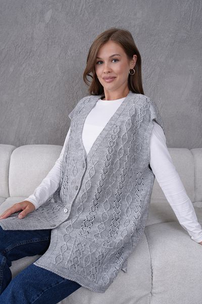 Lamierra Knitwear Large Size Wool Vest