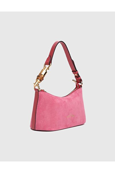 İLVİ Blaise Süet Deri Pembe Kadın Omuz Çantası