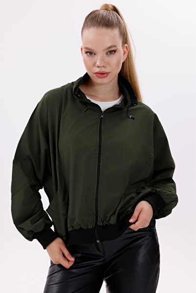 freemen Γυναικείο γιακά με βάση χακί Αδιάβροχο και αντιανεμικό Oversize Crop Εποχιακό Αδιάβροχο Αντιανεμικό