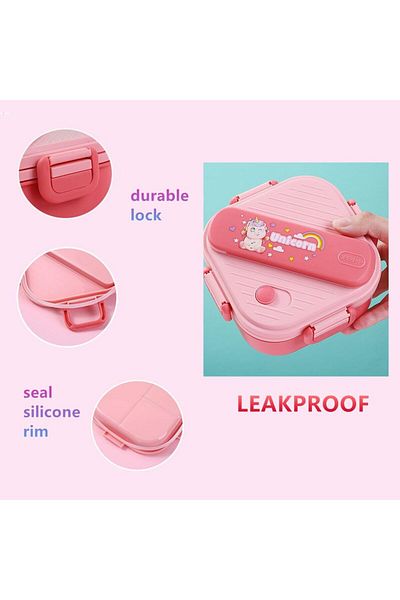Twisoo Kids Bento Lunch Box, 3 Compartments, Rabbit Design, 800ml