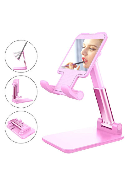 Bood Design Katlanabilir Ayarlanabilir Masaüstü Telefon & Tablet Standı – Pembe