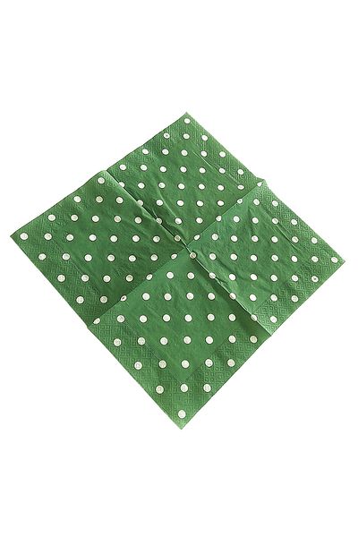 Story 33X33 cm 2 Layer 20 Pack Green White Polka Dot Patterned Paper Napkins