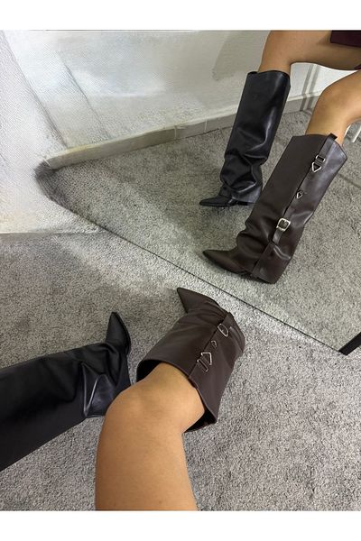 MYVOLANTE Brown Accessory Detailed Leggings Detailed Women's Boots