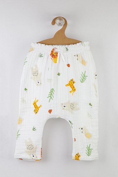 Bondilolly Pantaloni largi din muselina pentru bebelusi din bumbac