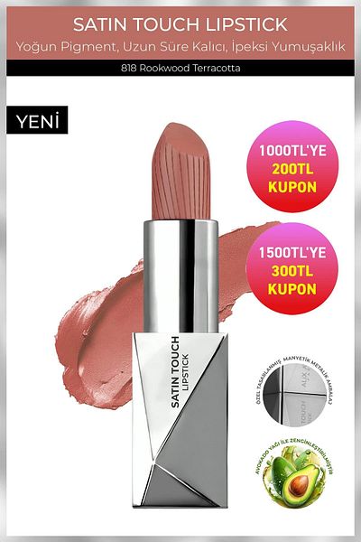 Alix Avien Long Lasting Moisturizing Smooth Effect Semi Matte Lipstick - Satin Touch Lipstick 818 Rookwood T.