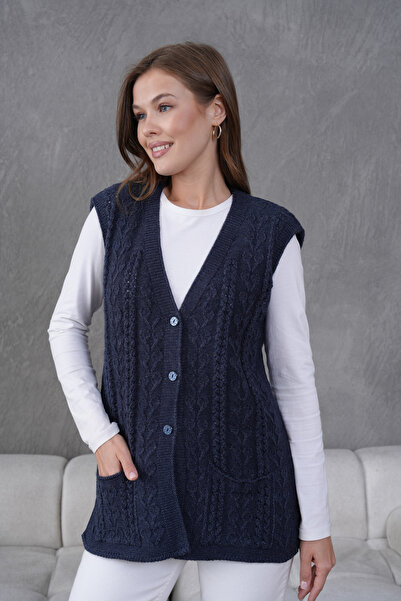 Lamierra Трикотажний жилет з ажурними кишенями