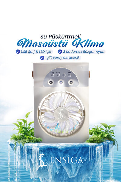 EN SİGA Masaüstü klima taşınabilir Fan çift sprey ultrasonik atomizasyon 3-Speed gece lambası Fan