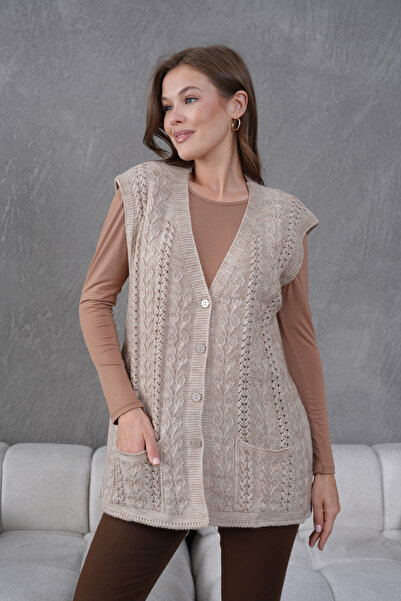 Lamierra Knitwear Openwork Pocket Detailed Wool Vest