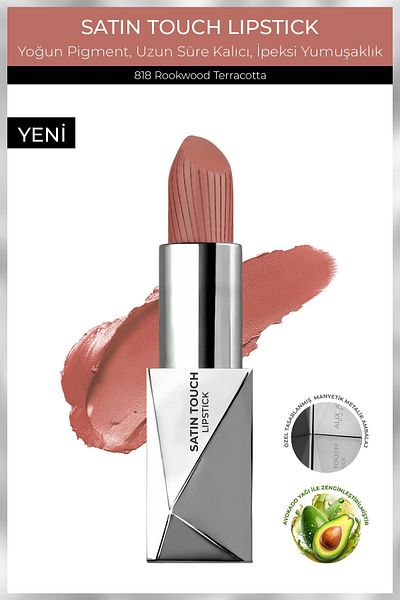 Alix Avien Long Lasting Moisturizing Smooth Effect Semi Matte Lipstick - Satin Touch Lipstick 818 Rookwood T.