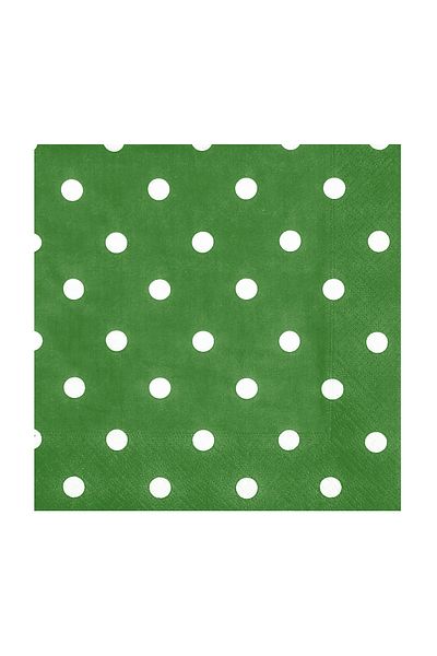 Story 33X33 cm 2 Layer 20 Pack Green White Polka Dot Patterned Paper Napkins