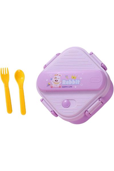 Twisoo Kids Bento Lunch Box, 3 Compartments, Rabbit Design, 800ml